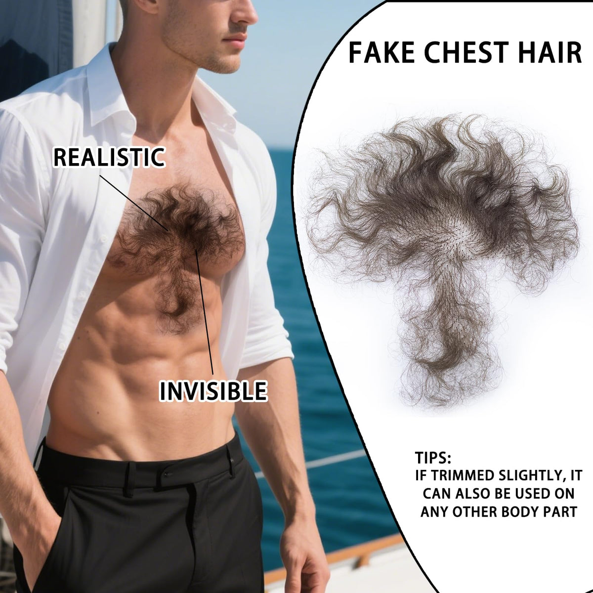 puheca Fake Chest Hair realistic appearance close-up