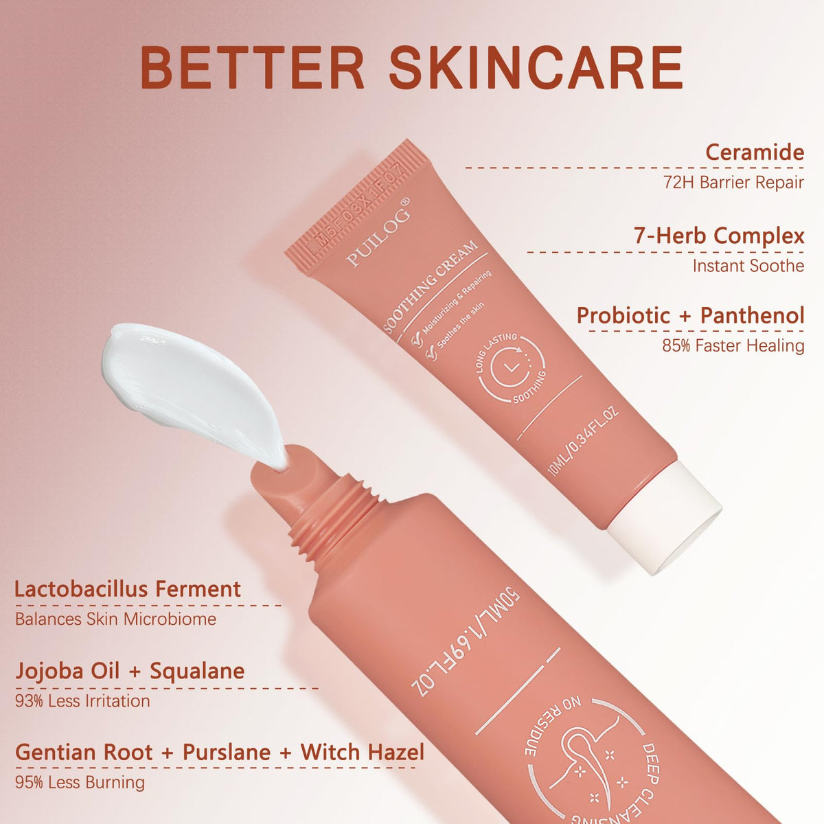 PUILOG soothing cream tube with ingredients displayed