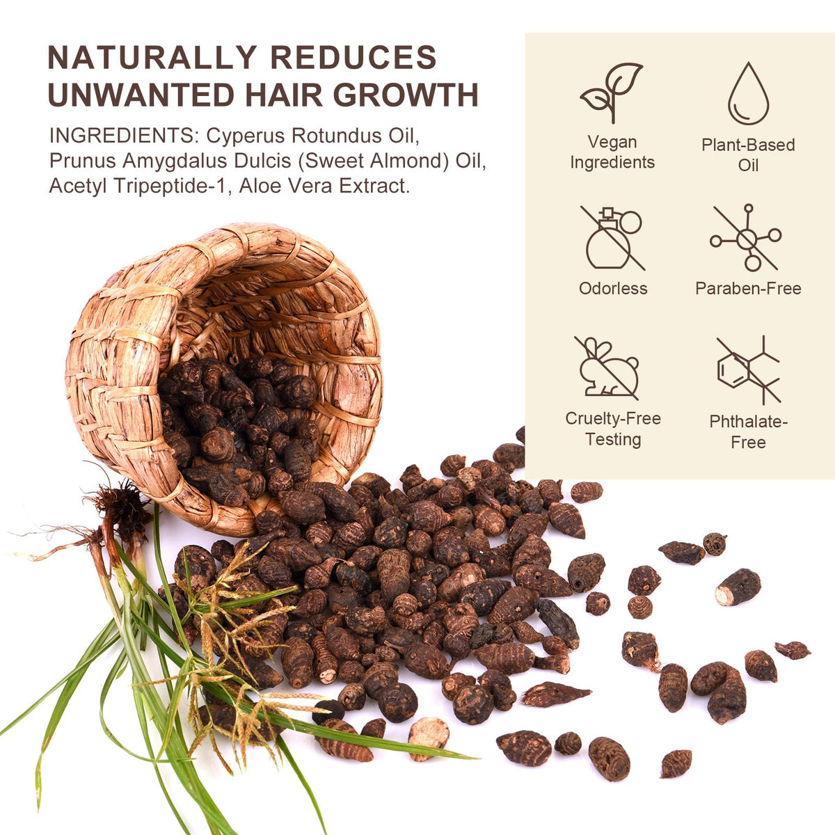 PULLING OIL Cyperus Rotundus Oil usage instructions on label