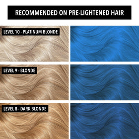 Pulp Riot Blue Tux hair color application on hair