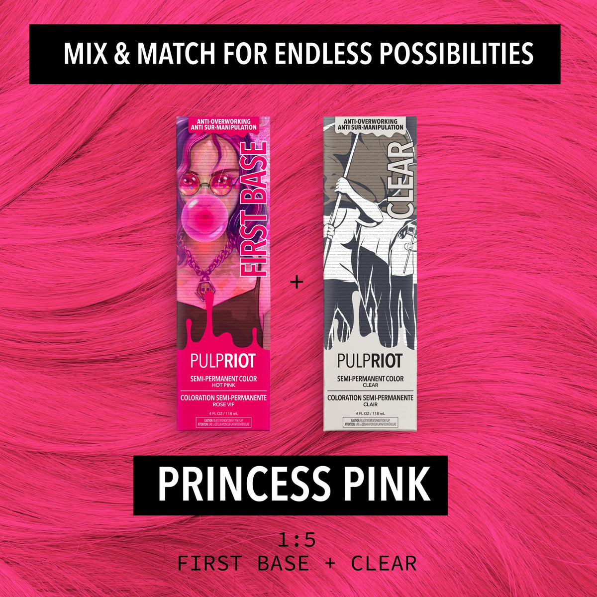 Pulp Riot Clear Semi Permanent Hair Color 4 oz on pre-lightened hair