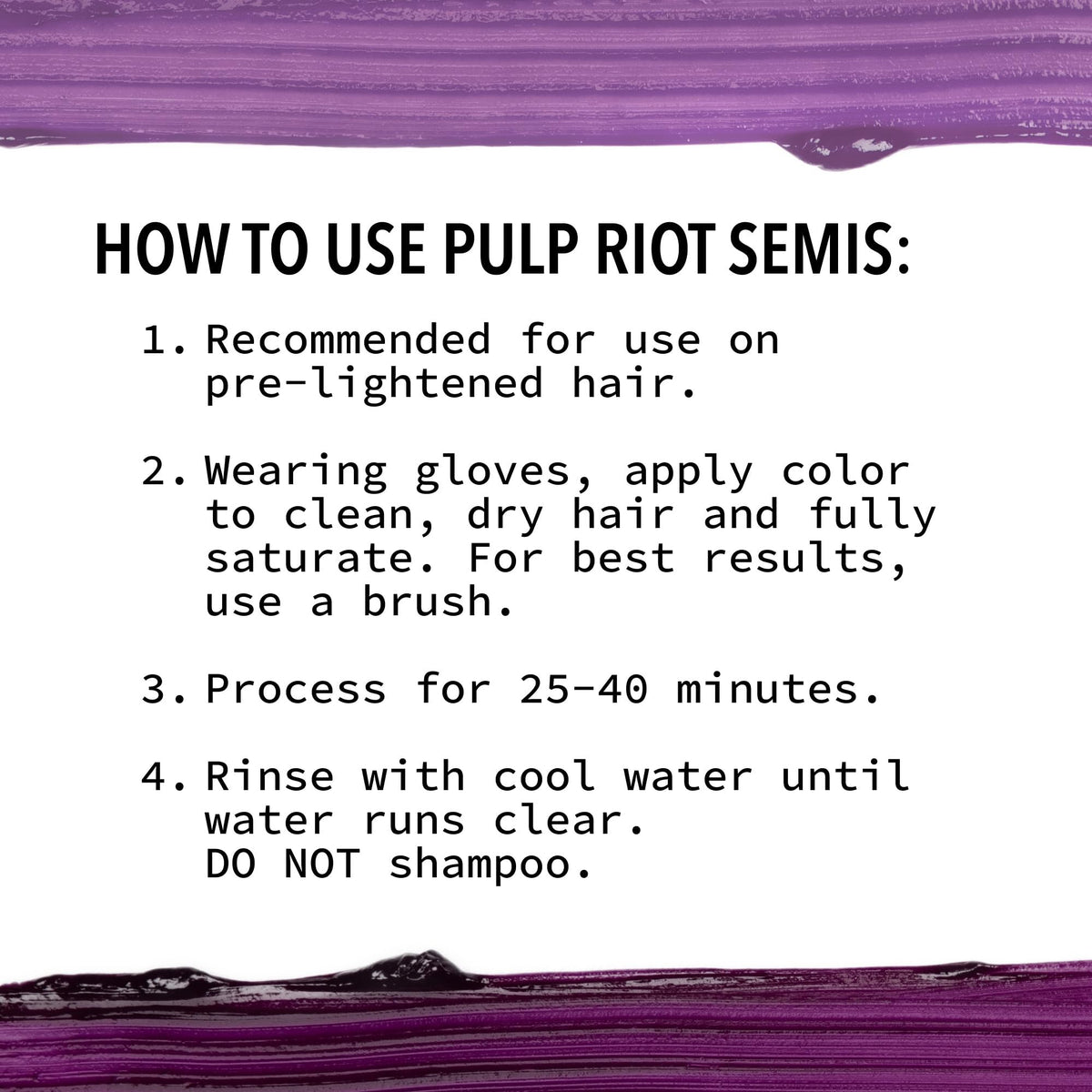 Pulp Riot Deviant Plum hair color on pre-lightened hair