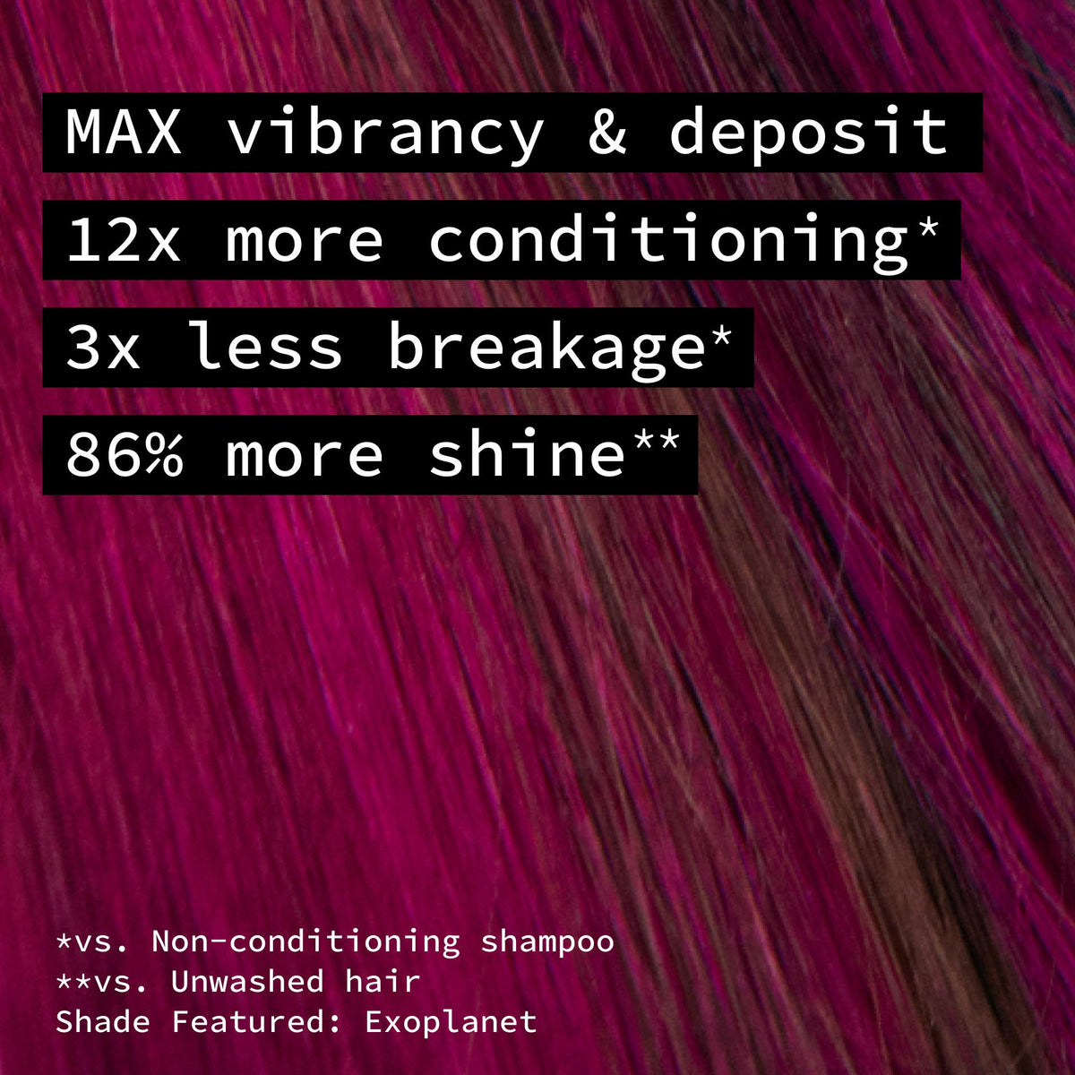 Pulp Riot Exoplanet Semi Permanent Hair Color Magenta tube with vibrant hair color swatches