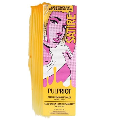 Pulp Riot Satire Semi Permanent Hair Color Sunflower Yellow 4 oz tube front view