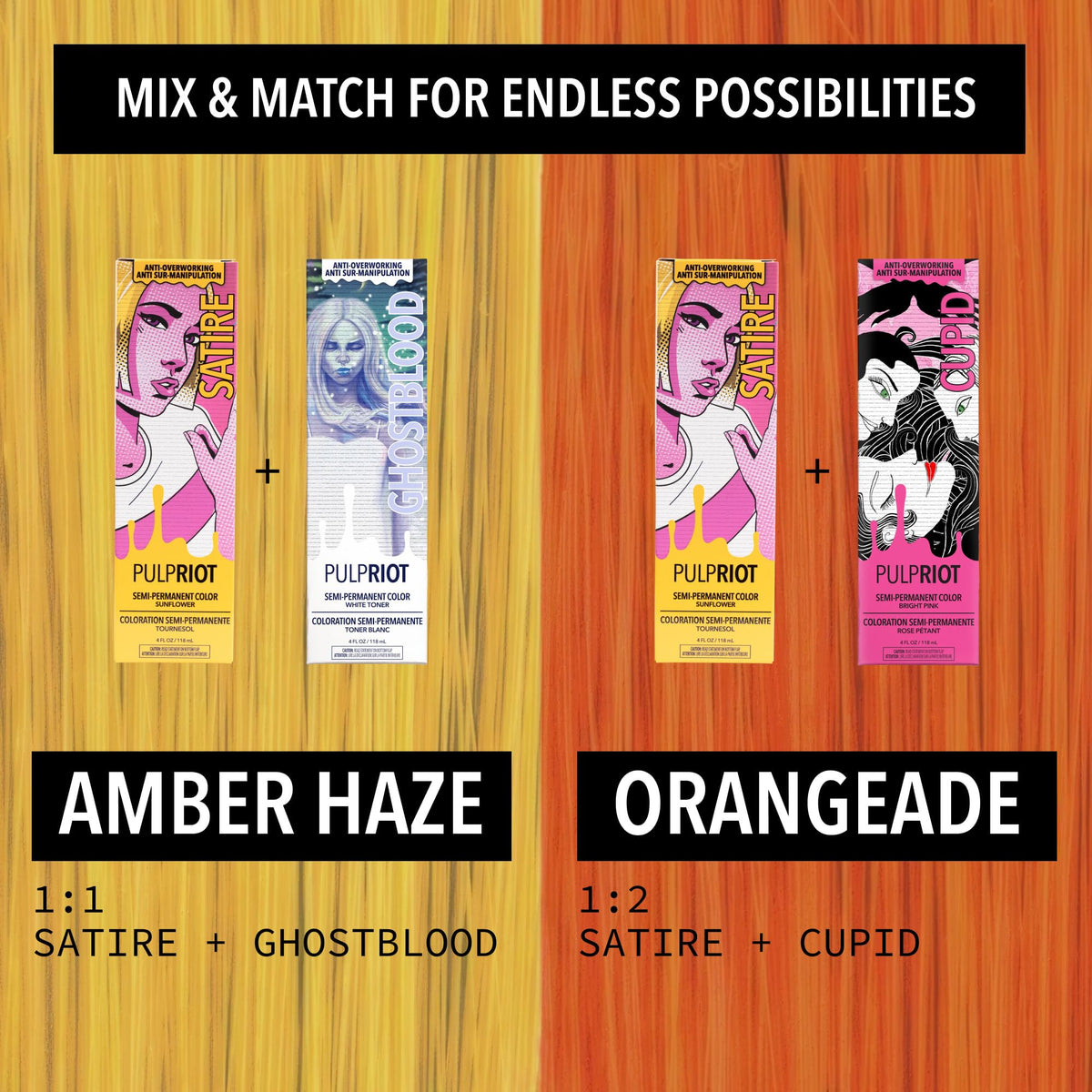 Pulp Riot Satire Semi Permanent Hair Color Sunflower Yellow on pre-lightened hair