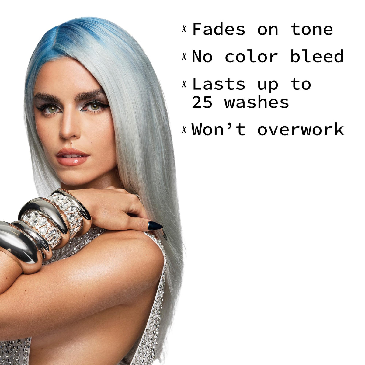 Pulp Riot Silversmith hair color mixed with clear for pastel effect