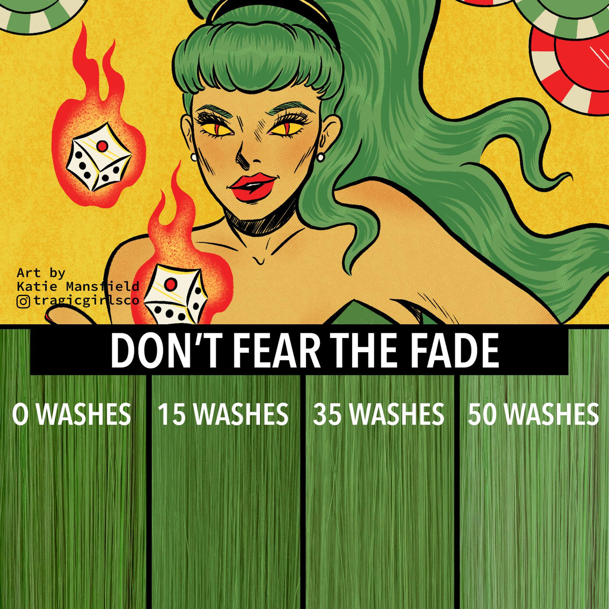 Pulp Riot Snake Eyes Kelly Green hair color swatch on hair