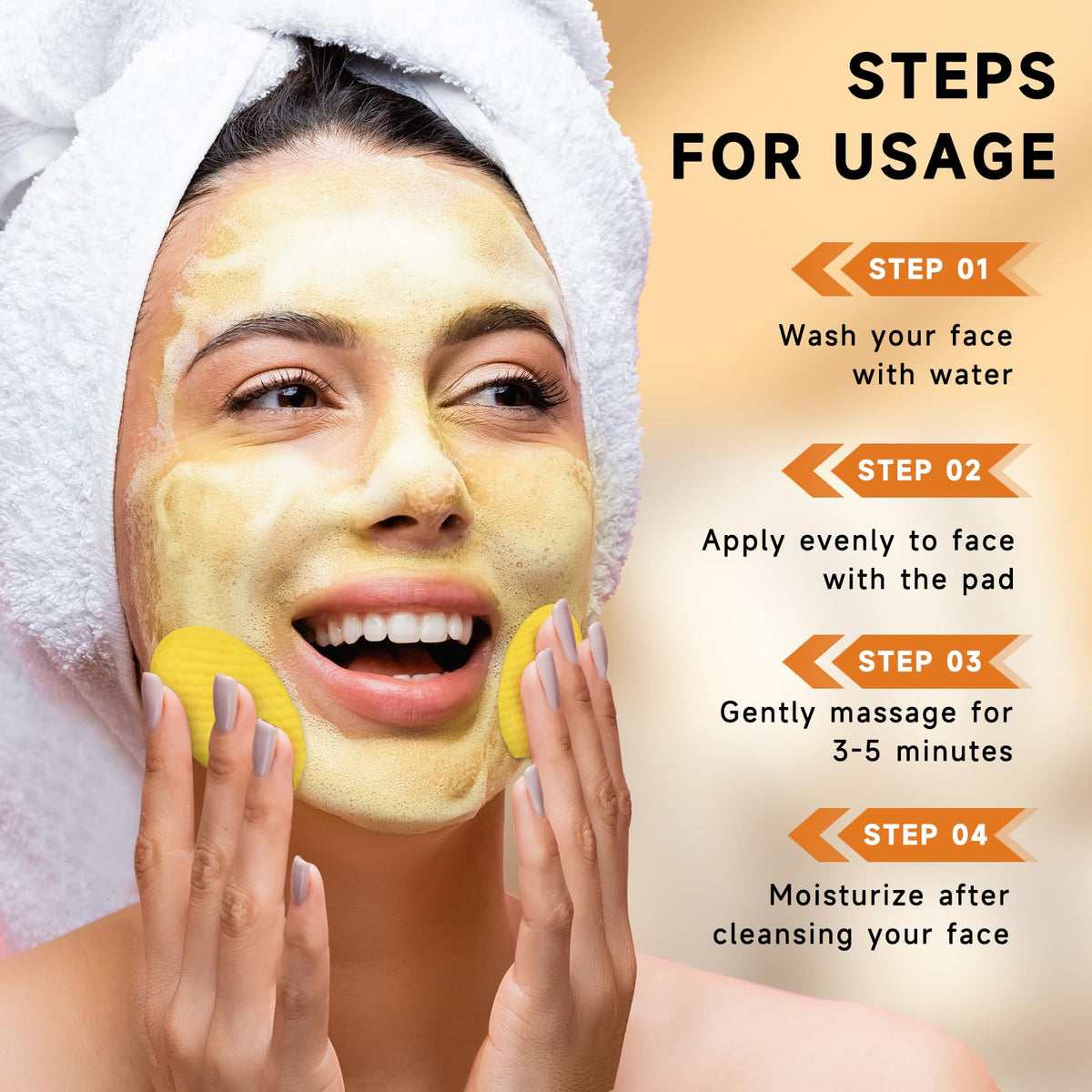 Pumkot Turmeric Kojic Acid Cleansing Pads in a bathroom setting