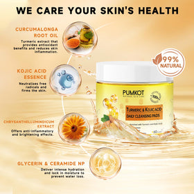 Pumkot Turmeric Kojic Acid Cleansing Pads inside view with pads