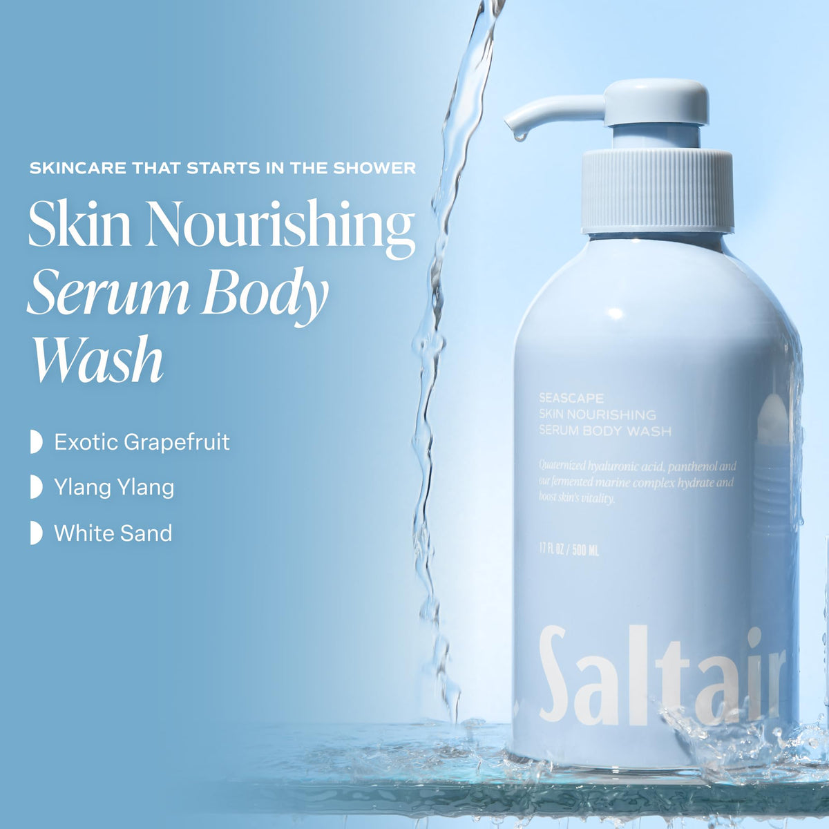 Pump of Saltair Seascape Body Wash in use