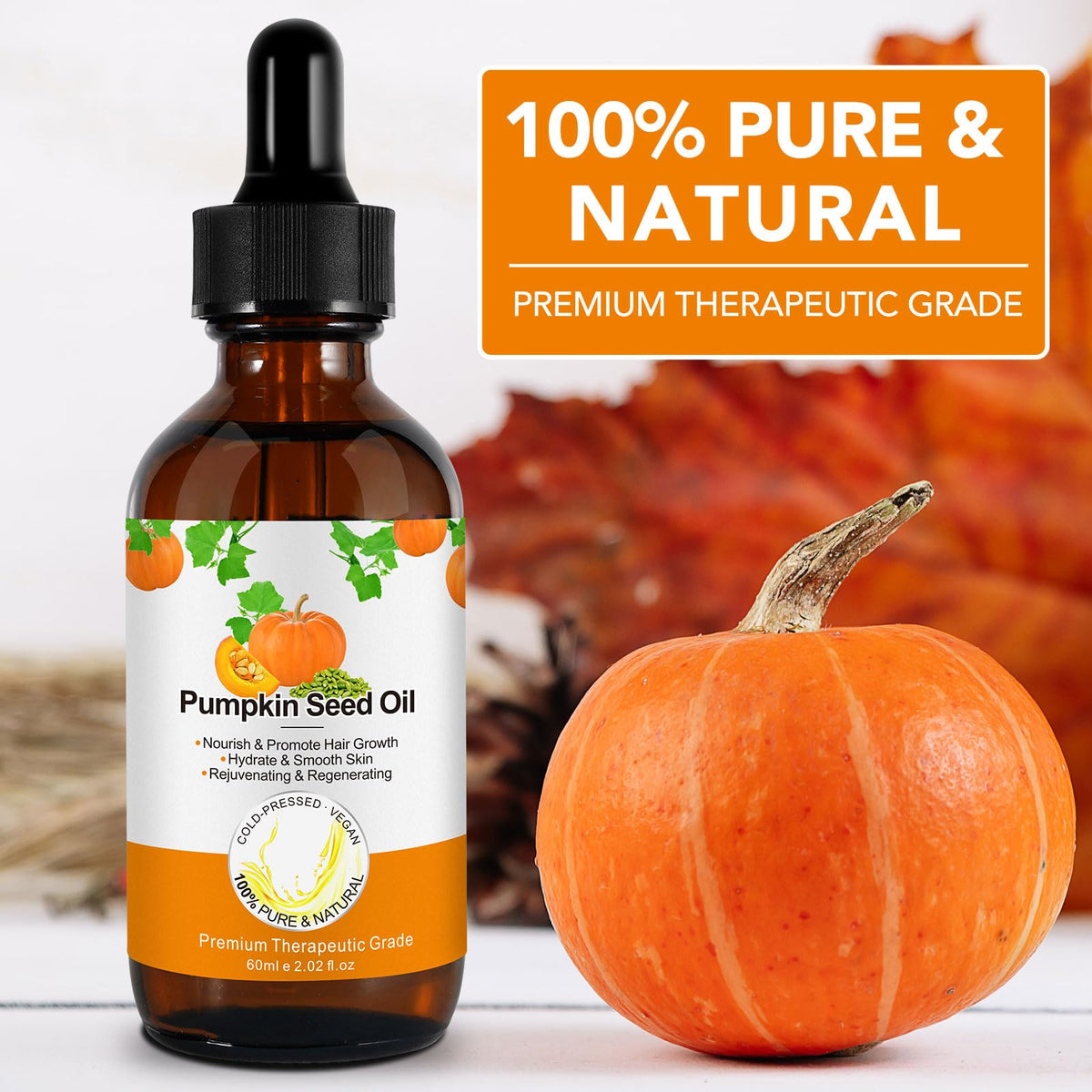 Pumpkin Seed Oil 2Fl Oz bottle back view