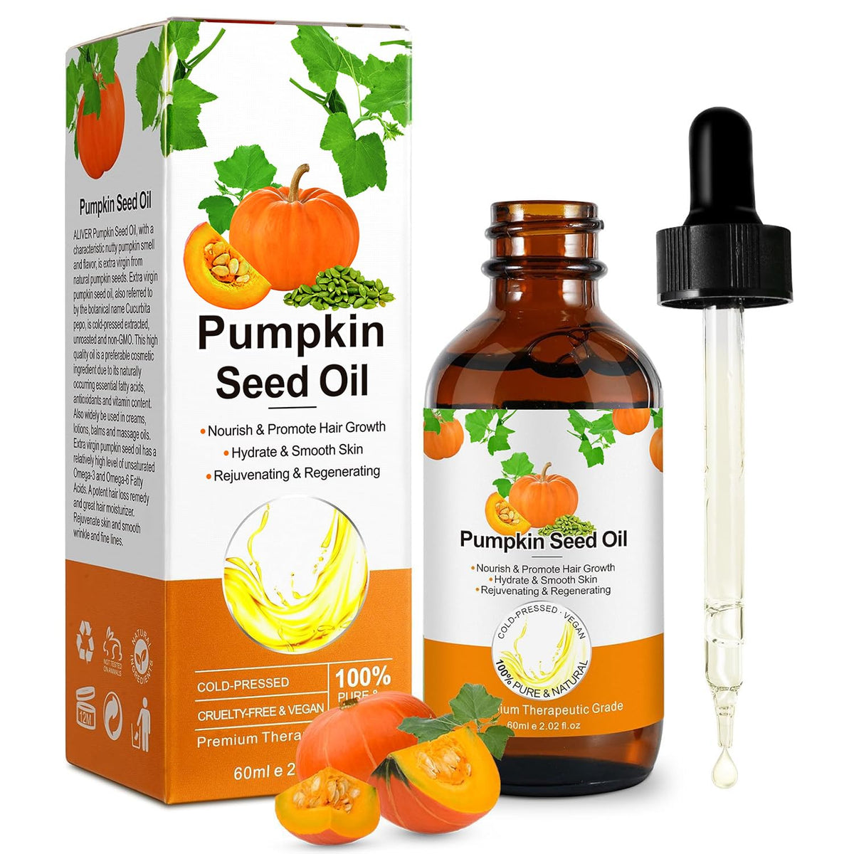 Pumpkin Seed Oil 2Fl Oz bottle front view