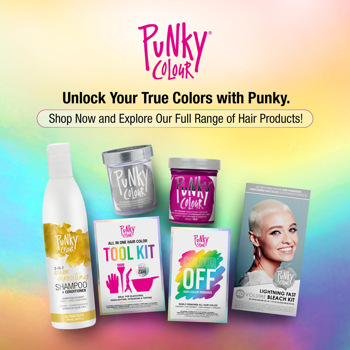 Punky 3-in-1 Color Depositing Hair Cleanser & Conditioner application on hair