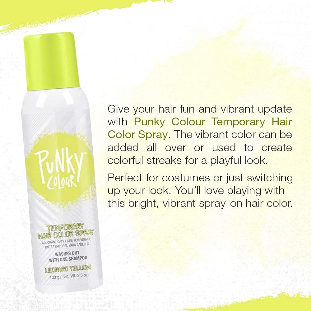 Punky Leopard Yellow Hair Color Spray with cap off