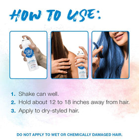 Punky Temporary Hair Color Spray Bengal Blue in use on hair