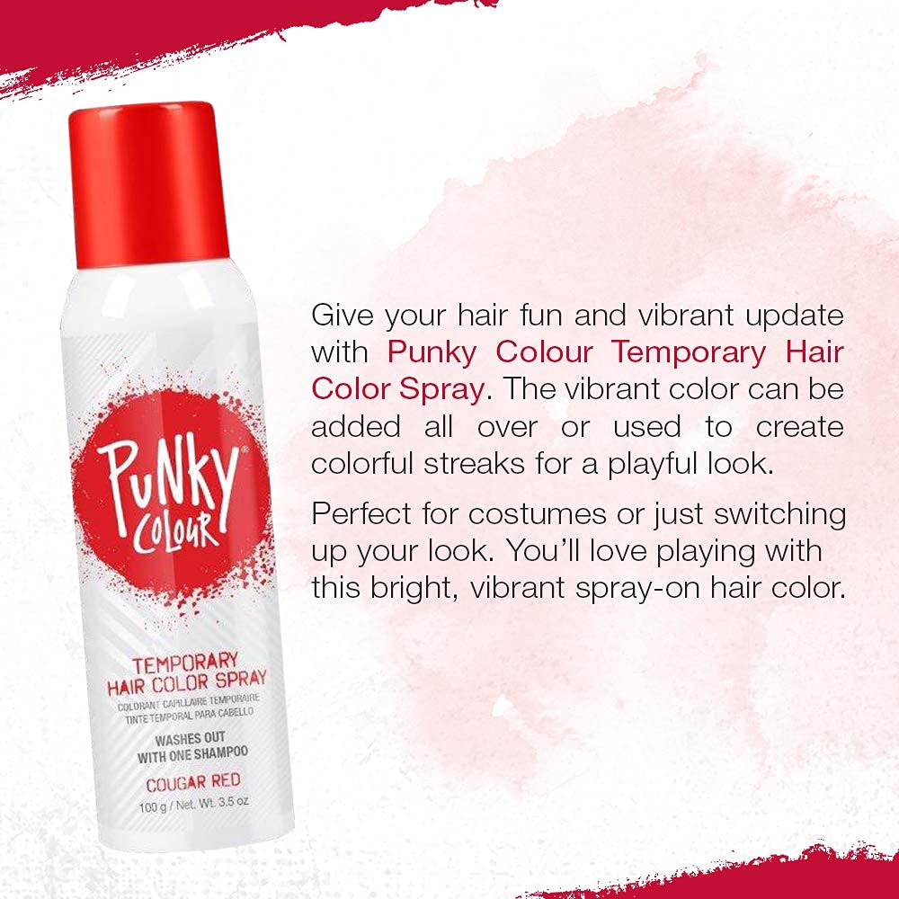 Punky Temporary Hair Color Spray Cougar Red with packaging