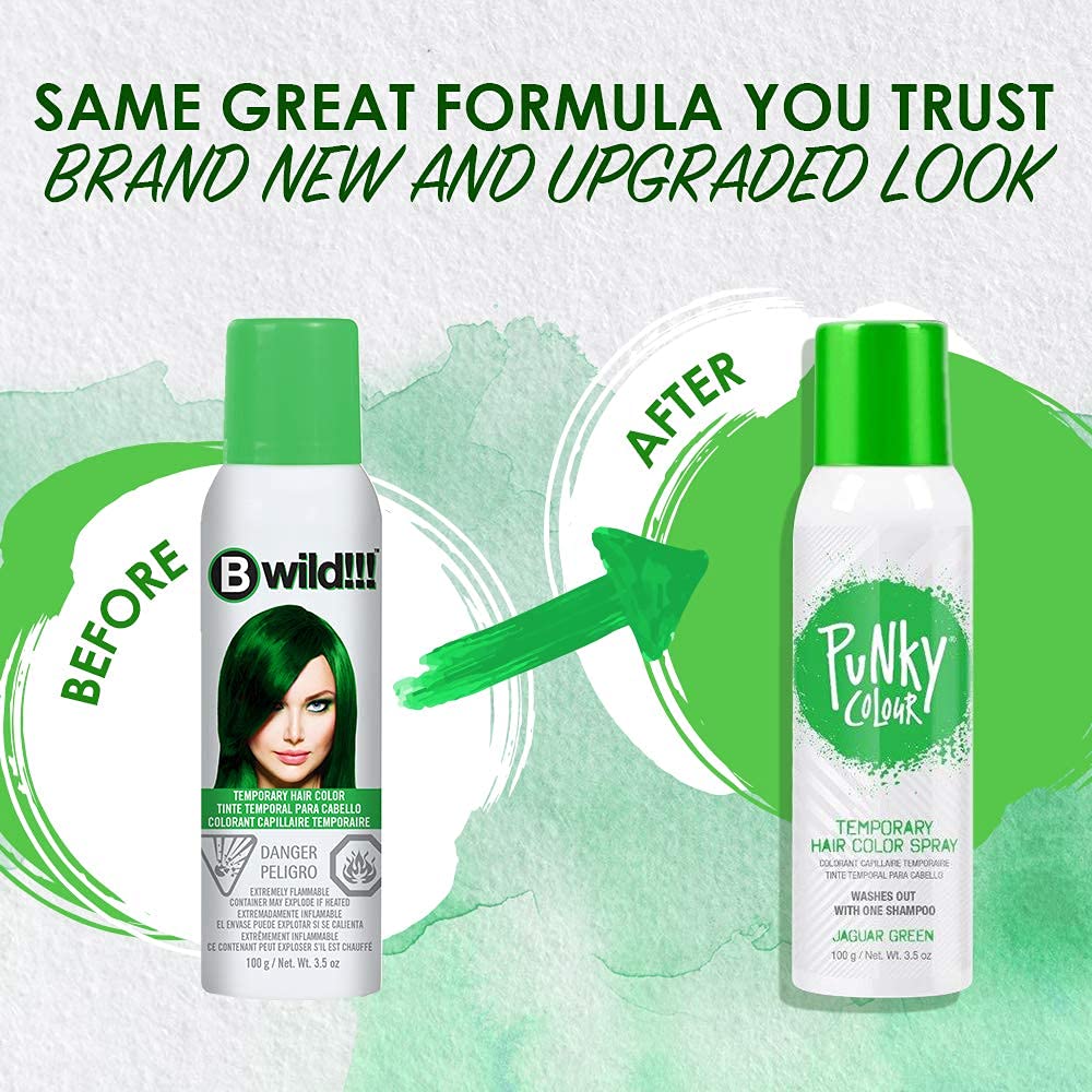 Punky Temporary Hair Color Spray Jaguar Green back view