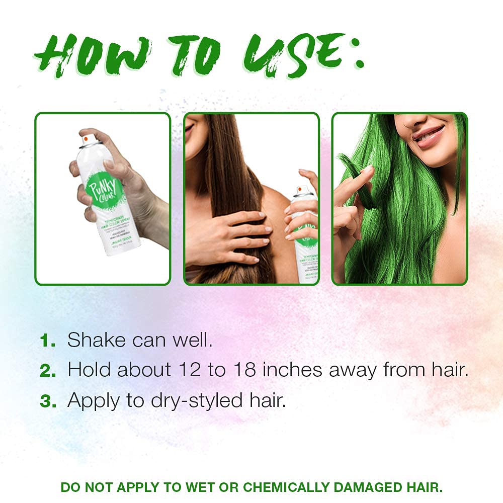 Punky Temporary Hair Color Spray Jaguar Green in use at a festival