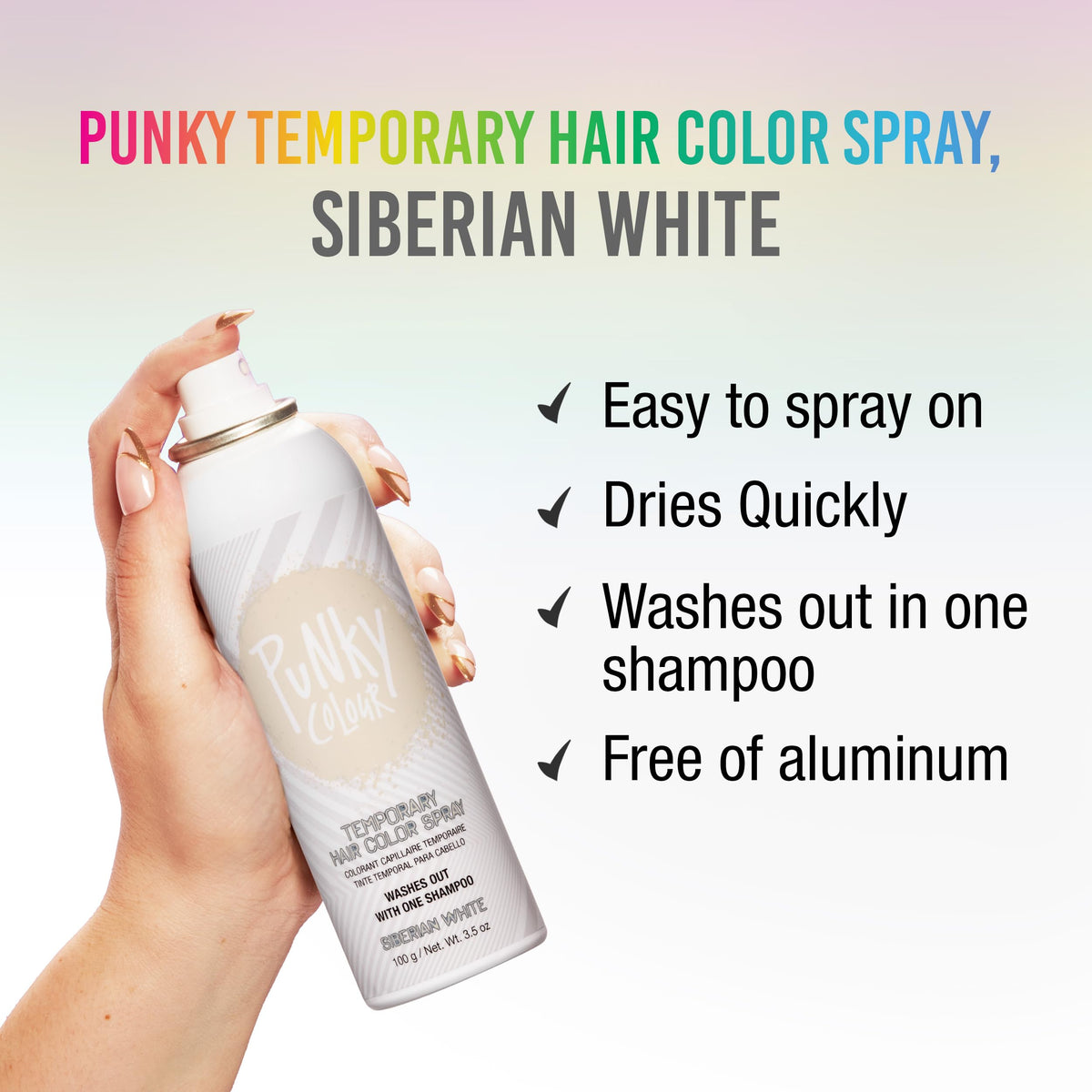 Punky Temporary Hair Color Spray Siberian White back view