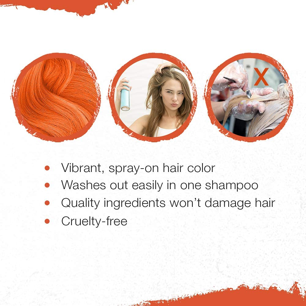 Punky Temporary Hair Color Spray Tiger Orange in use on hair