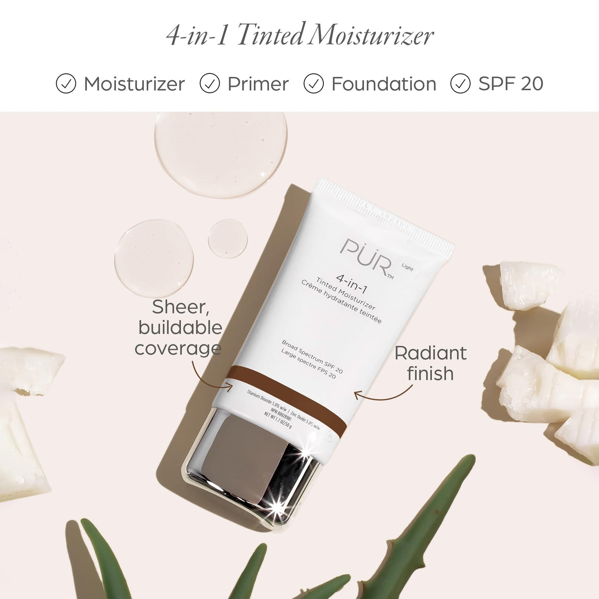 PÜR 4-in-1 Tinted Moisturizer Chestnut texture on skin