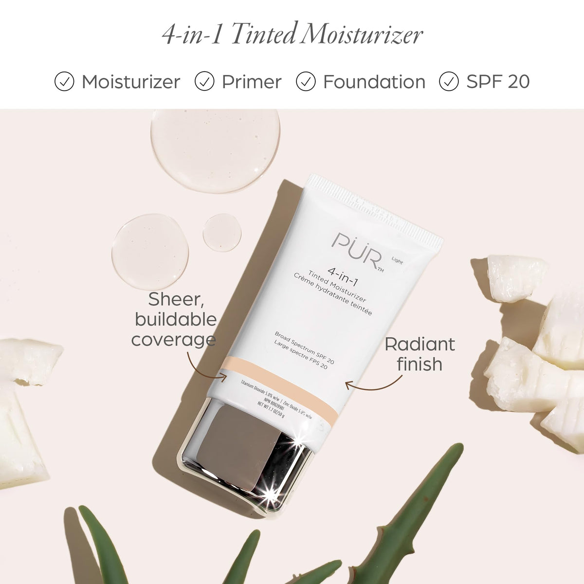 PÜR 4-in-1 Tinted Moisturizer Fair Ivory texture close-up