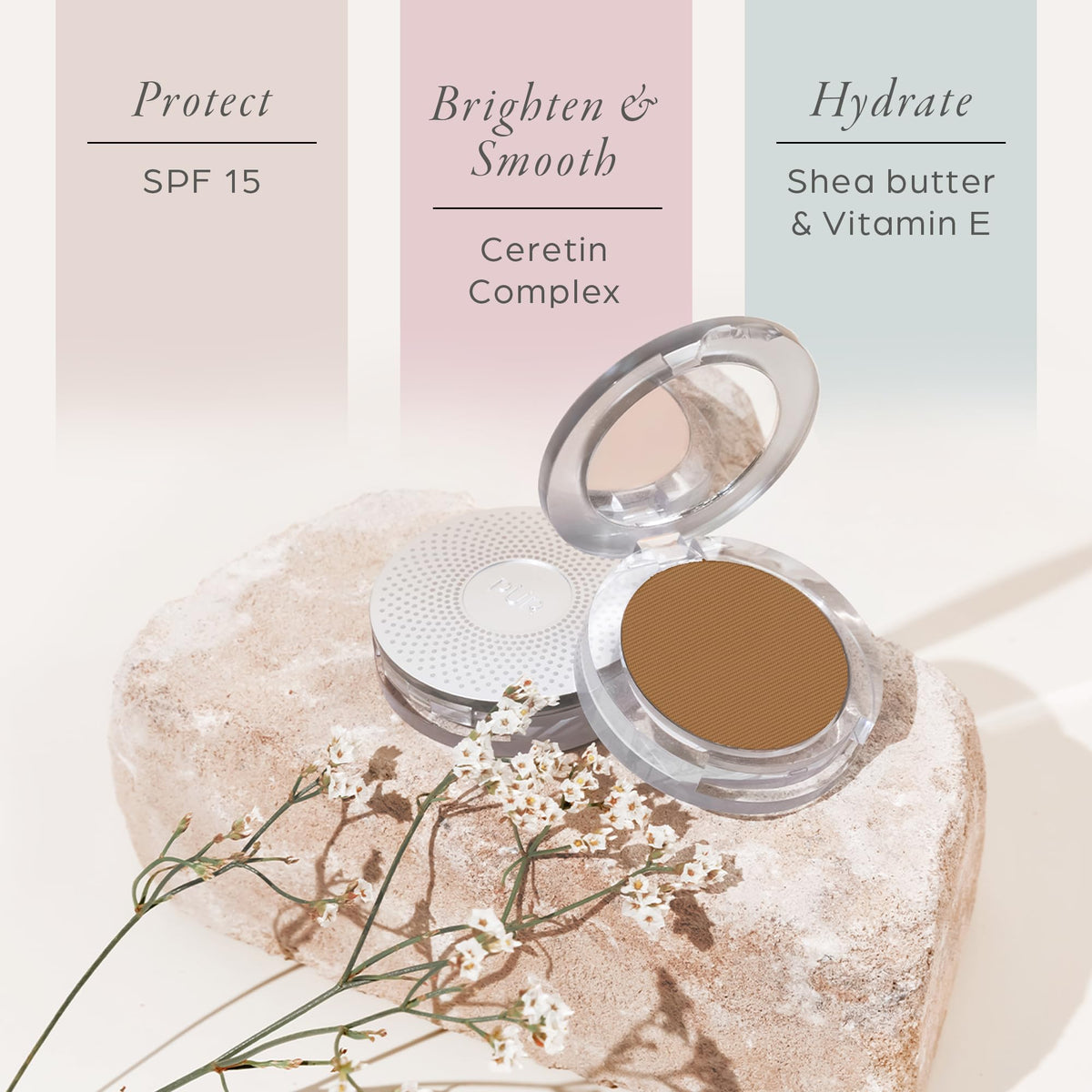PÜR MINERALS 4-in-1 Pressed Mineral Powder Foundation Cocoa texture close-up