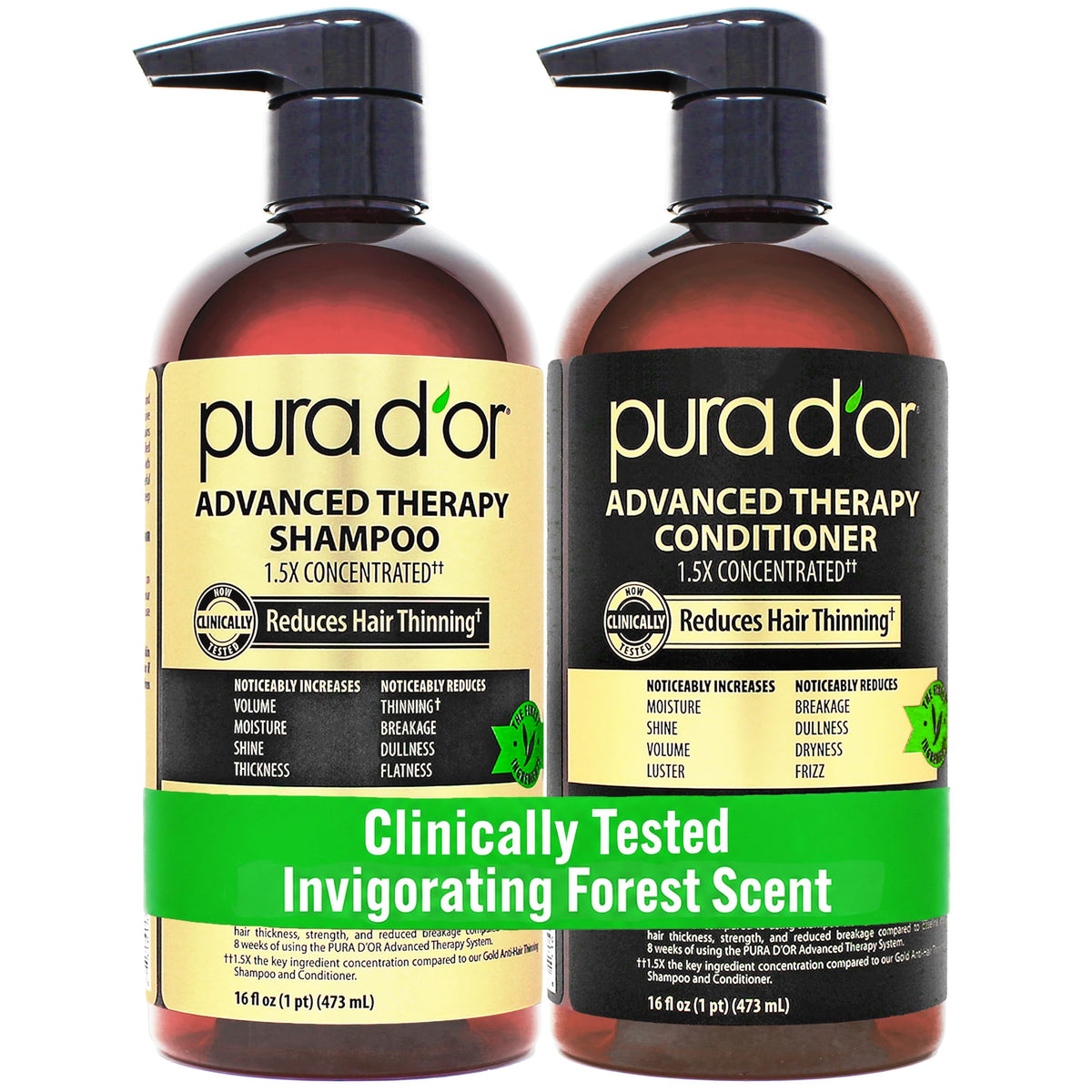 PURA D'OR Advanced Therapy Biotin Shampoo front view, 16oz