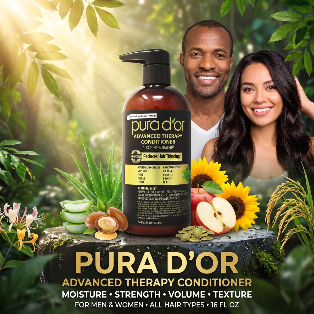 PURA D'OR Advanced Therapy Conditioner 16 Oz back view