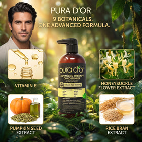 PURA D'OR Advanced Therapy Conditioner 16 Oz in a bathroom setting