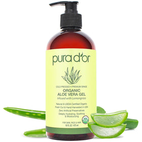 PURA D'OR Aloe Vera Gel 16oz Lemongrass front view
