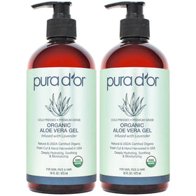 PURA D'OR Aloe Vera Gel Lavender 16 Oz front view