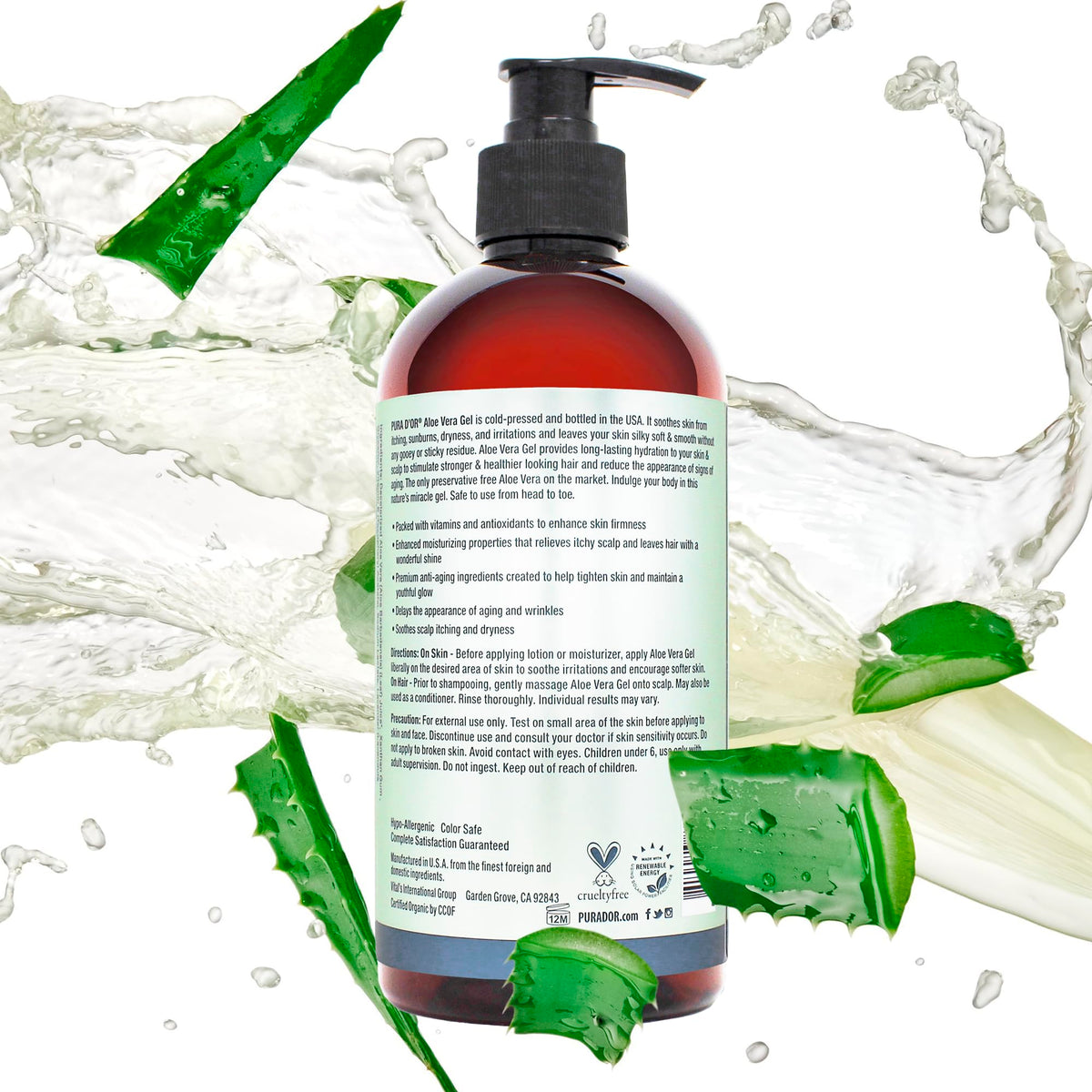 PURA D'OR Aloe Vera Gel Lavender lifestyle scene