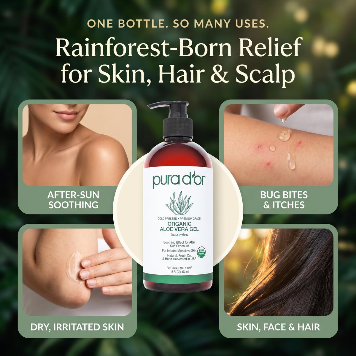 PURA D'OR Aloe Vera Gel open cap view