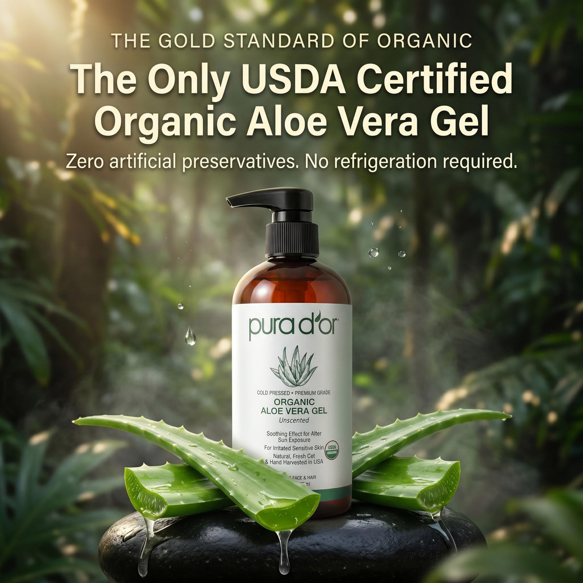 PURA D'OR Aloe Vera Gel packaging side view