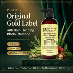 PURA D'OR Anti-Hair Thinning Shampoo bottle with cap