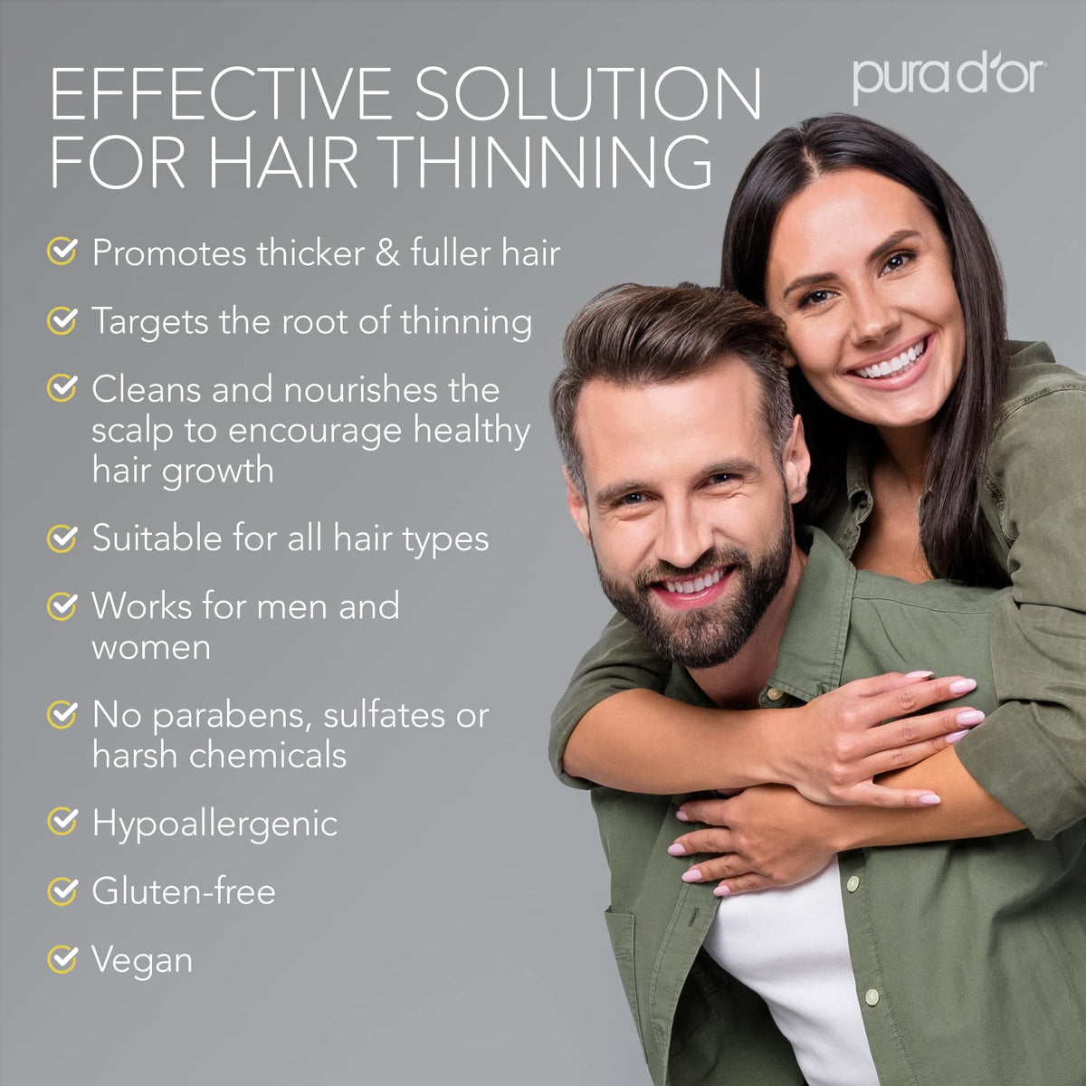 PURA D'OR Anti-Thinning Biotin Shampoo and Conditioner in a bathroom setting