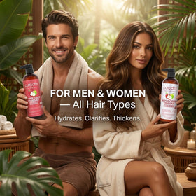 PURA D'OR Apple Cider Vinegar Shampoo and Conditioner in a bathroom setting