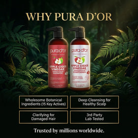 PURA D'OR Apple Cider Vinegar Shampoo and Conditioner set packaging