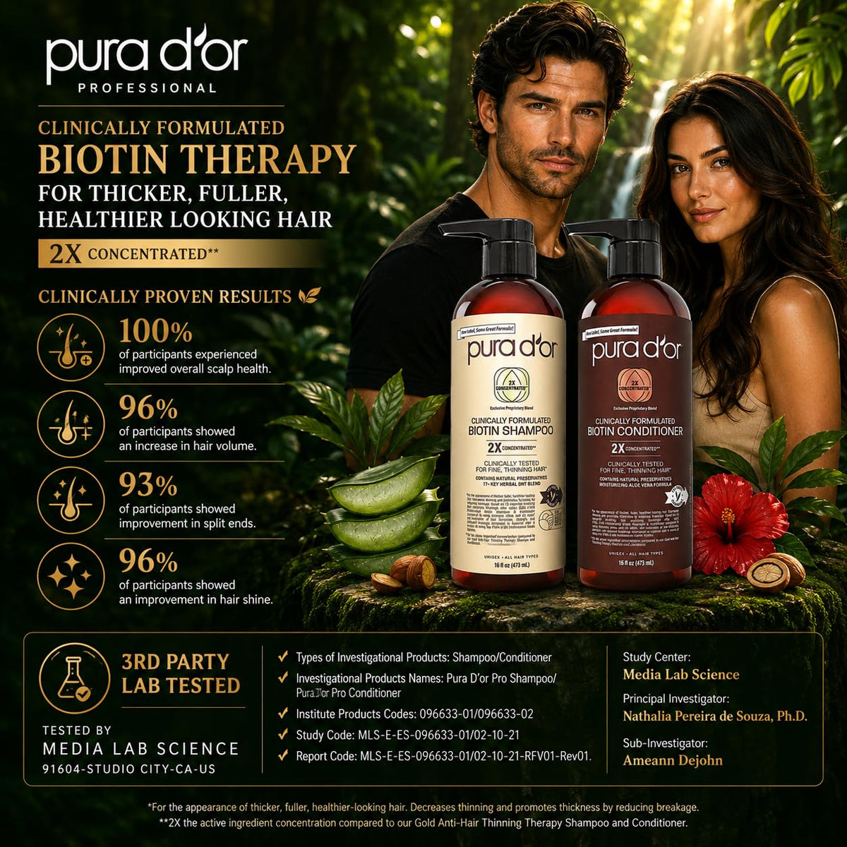 PURA D'OR Biotin Conditioner application on hair