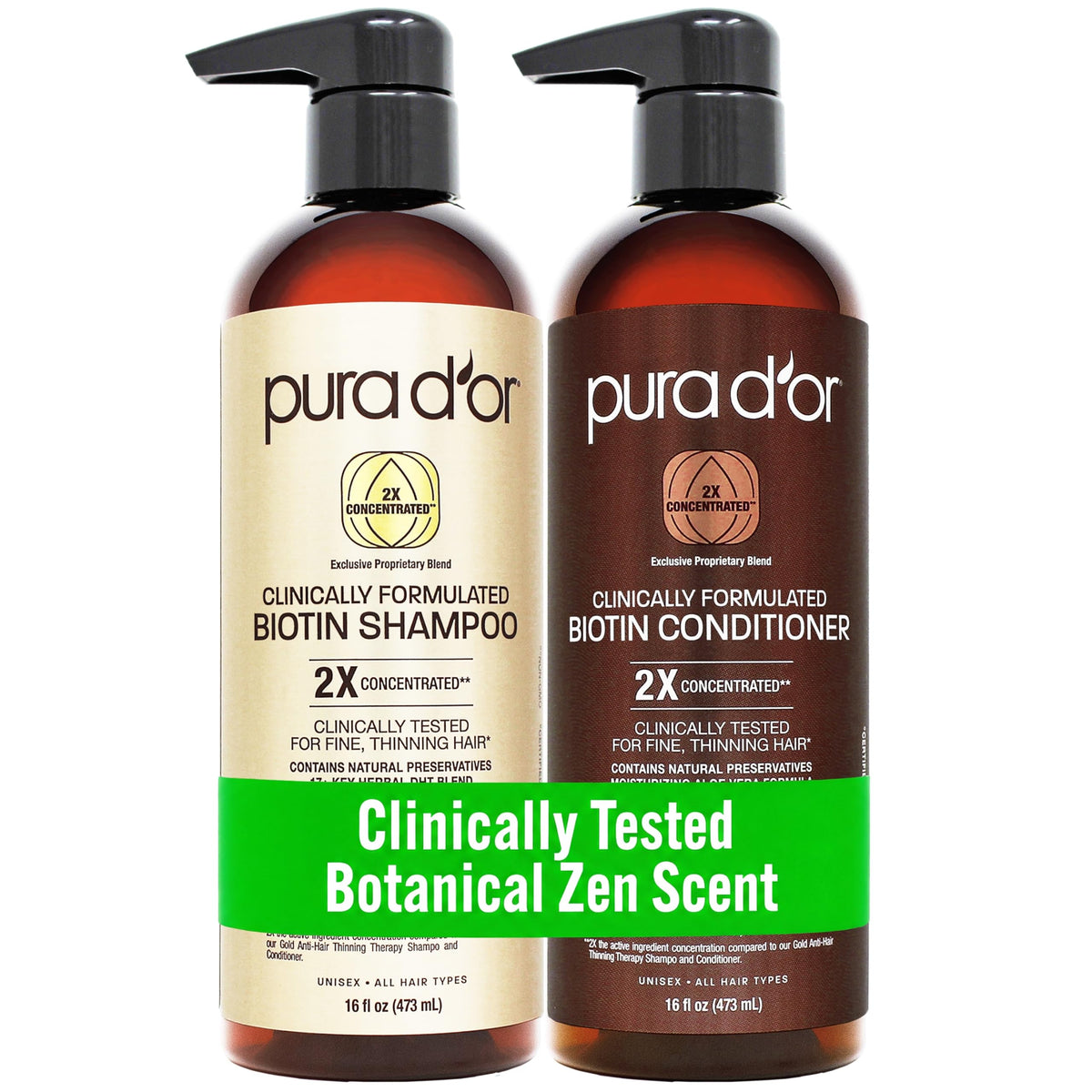 PURA D'OR Biotin Shampoo 16oz bottle front view