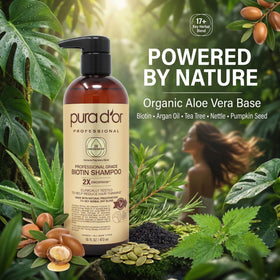 PURA D'OR Biotin Shampoo 3-in-1 application on hair