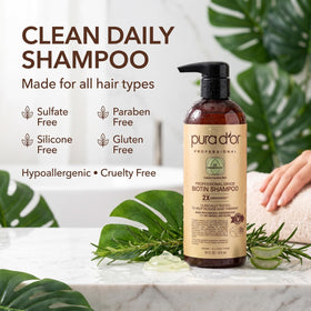 PURA D'OR Biotin Shampoo 3-in-1 back view