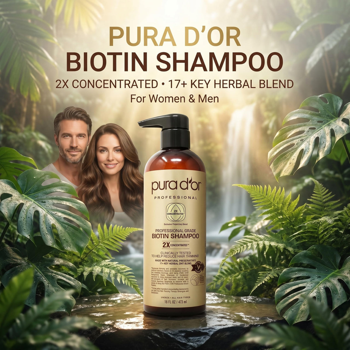 PURA D'OR Biotin Shampoo 3-in-1 ingredients list close-up