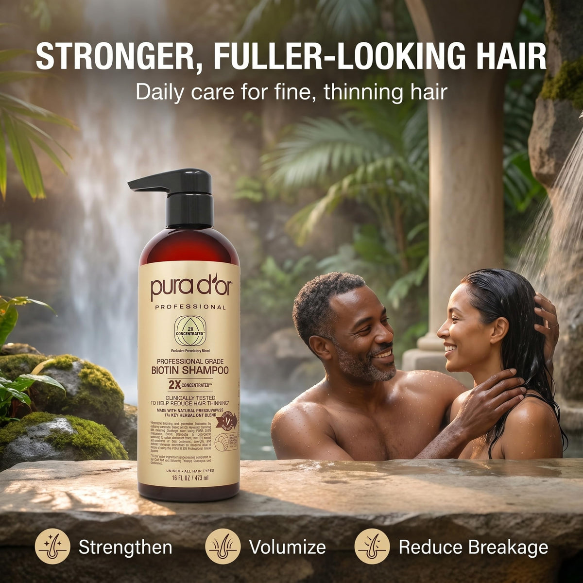 PURA D'OR Biotin Shampoo 3-in-1 texture demonstration