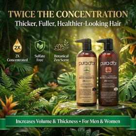 PURA D'OR Biotin Shampoo and Conditioner set side view