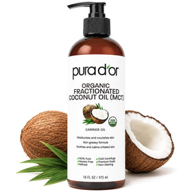 PURA D'OR Fractionated Coconut Oil 16oz bottle front view