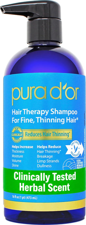 PURA D'OR Hair Thinning Therapy Biotin Shampoo 16 Fl Oz front view