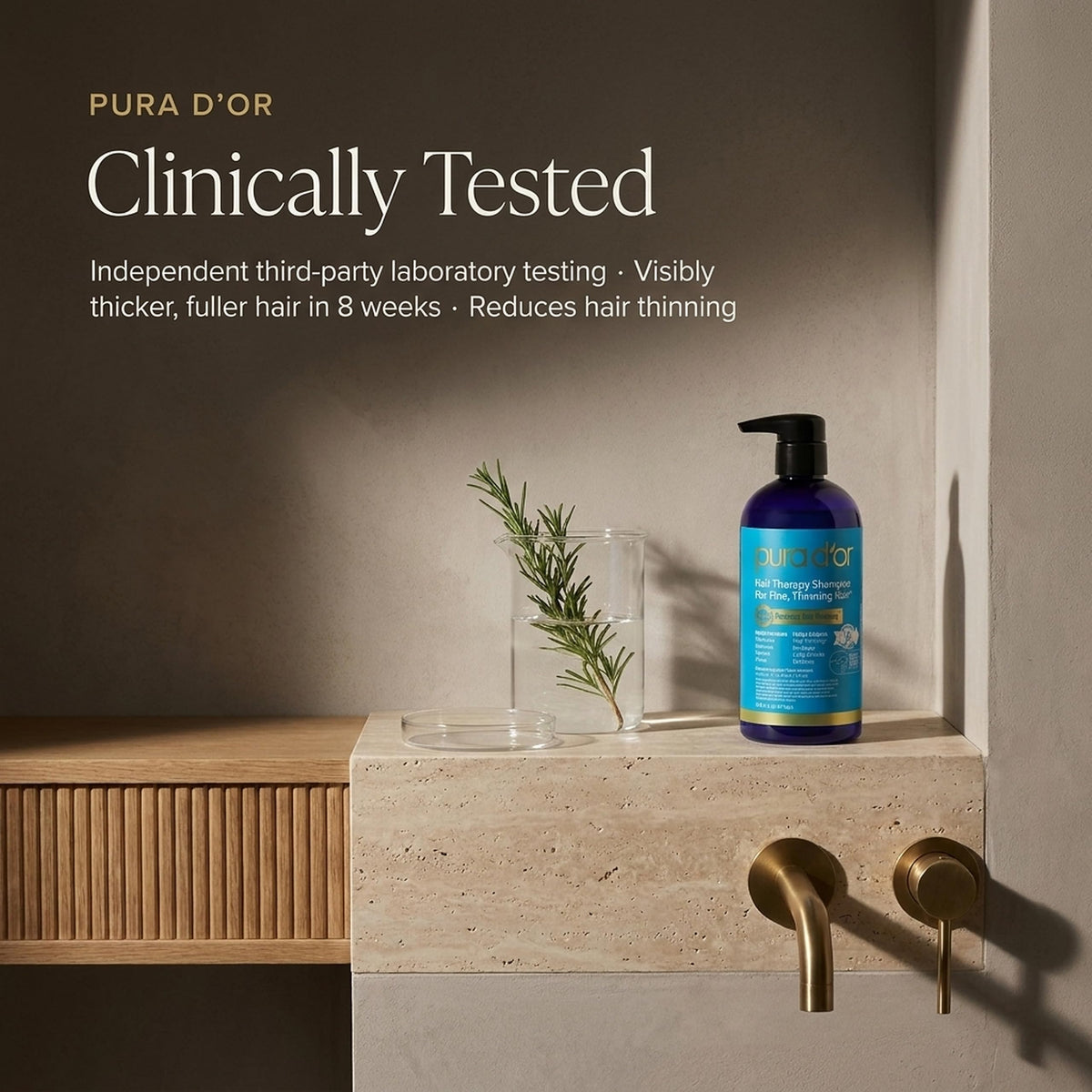 PURA D'OR Hair Thinning Therapy Biotin Shampoo back label