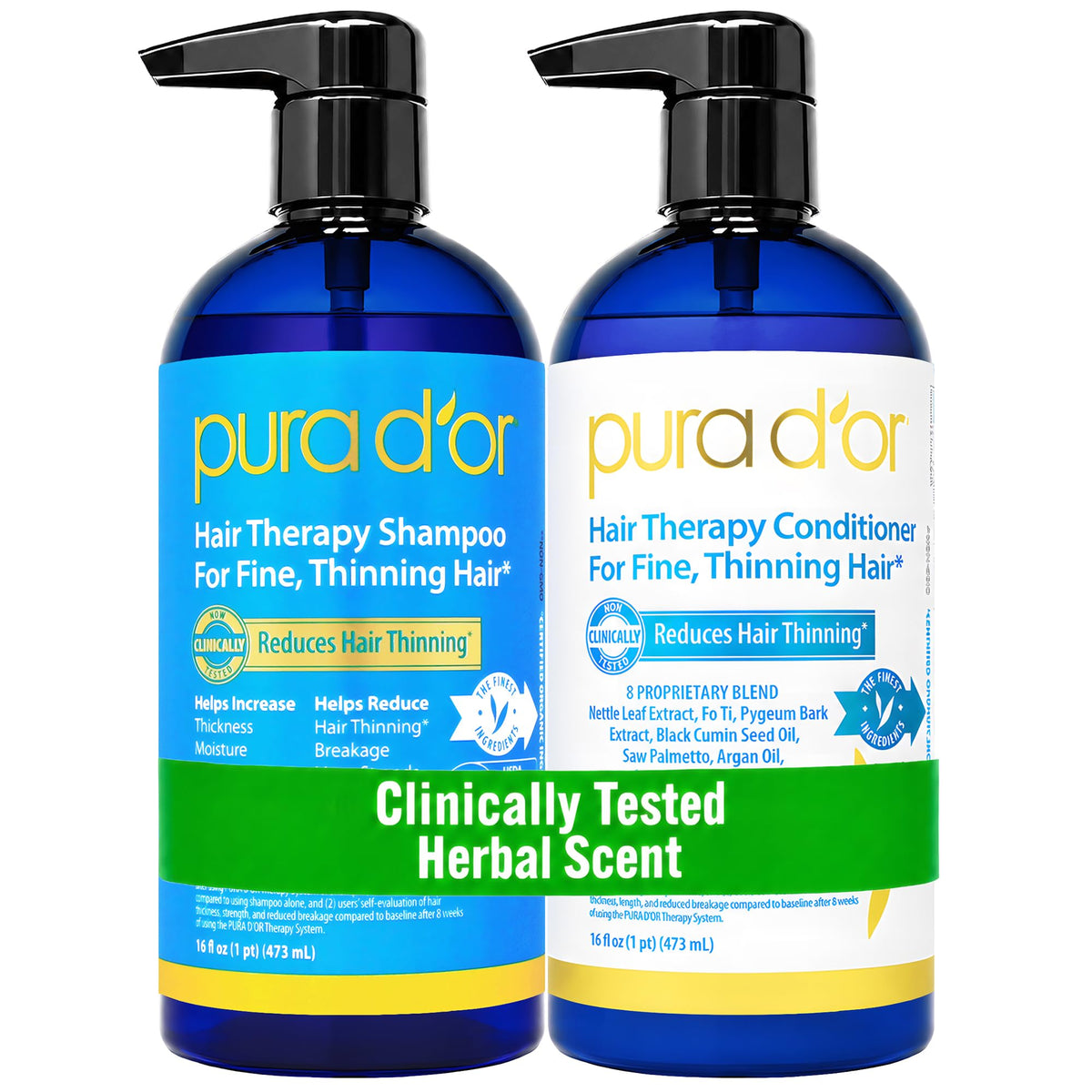 PURA D'OR Hair Thinning Therapy Shampoo 16oz front view